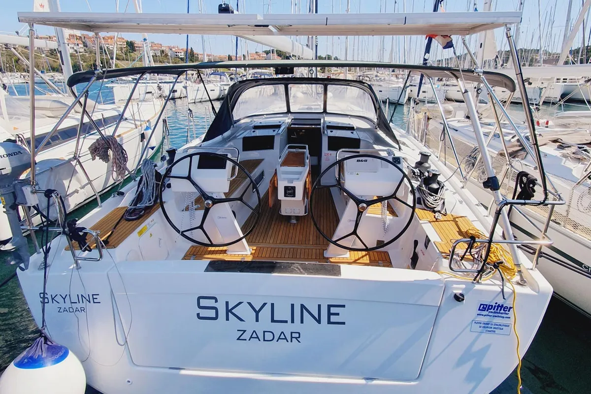 Exterior view of Skyline, a Hanse 505 sailboat at Punat, Croatia