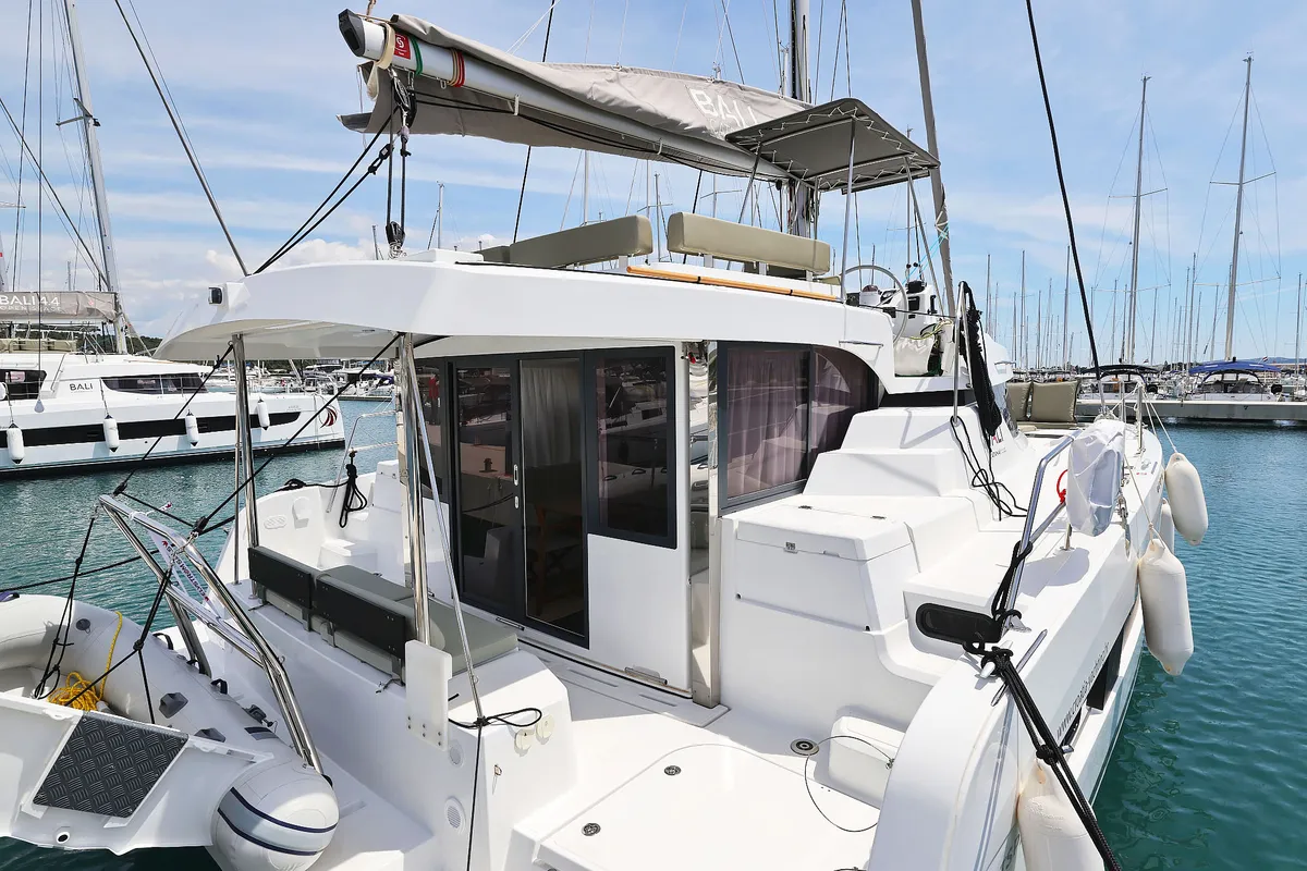 Deck of Esteri, a Bali Catspace catamaran at Općina Sukošan, Croatia