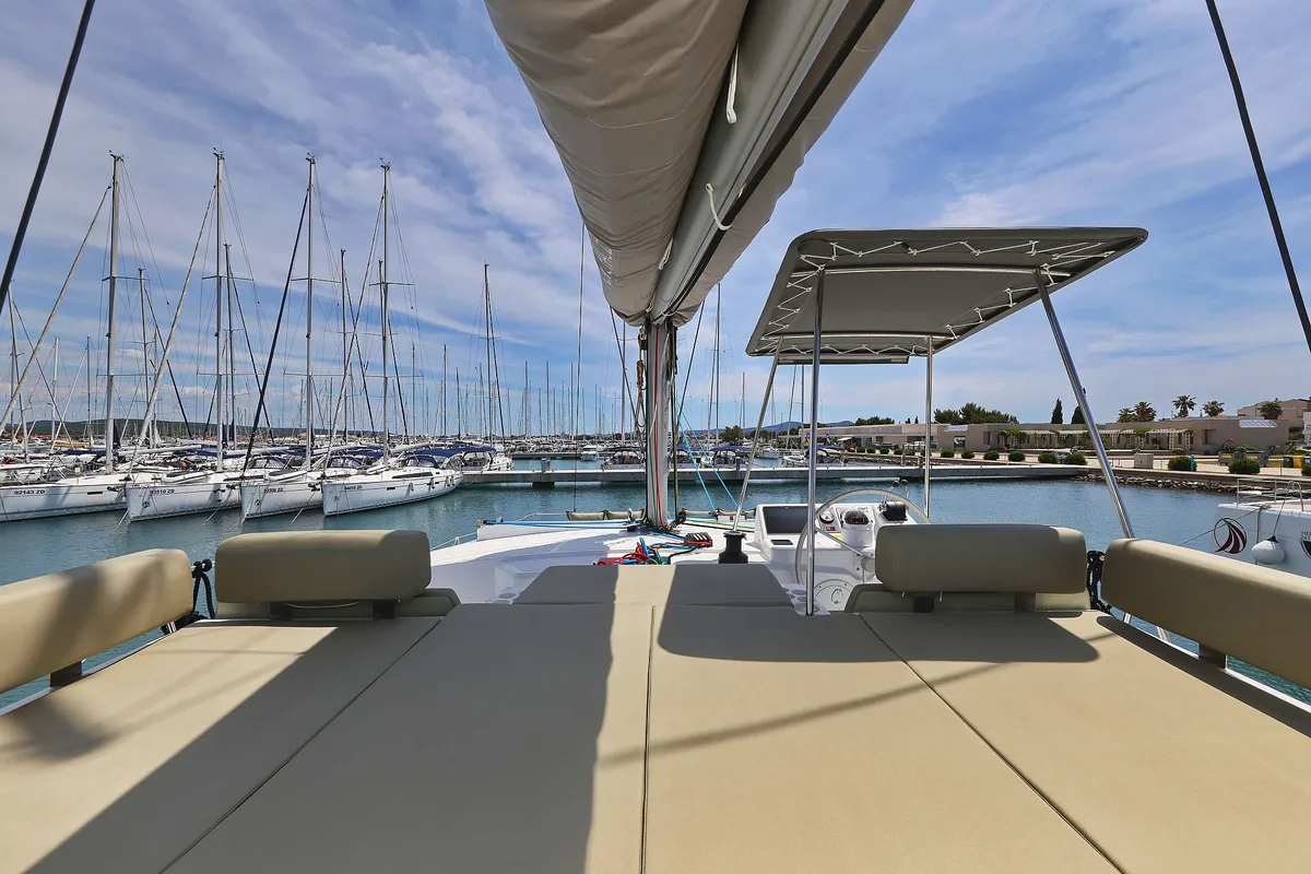 Deck of Esteri, a Bali Catspace catamaran at Općina Sukošan, Croatia