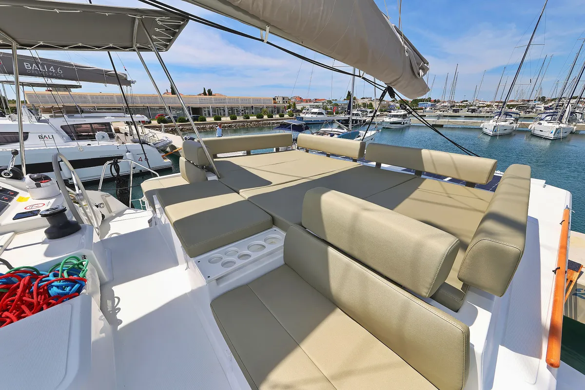 Deck of Esteri, a Bali Catspace catamaran at Općina Sukošan, Croatia