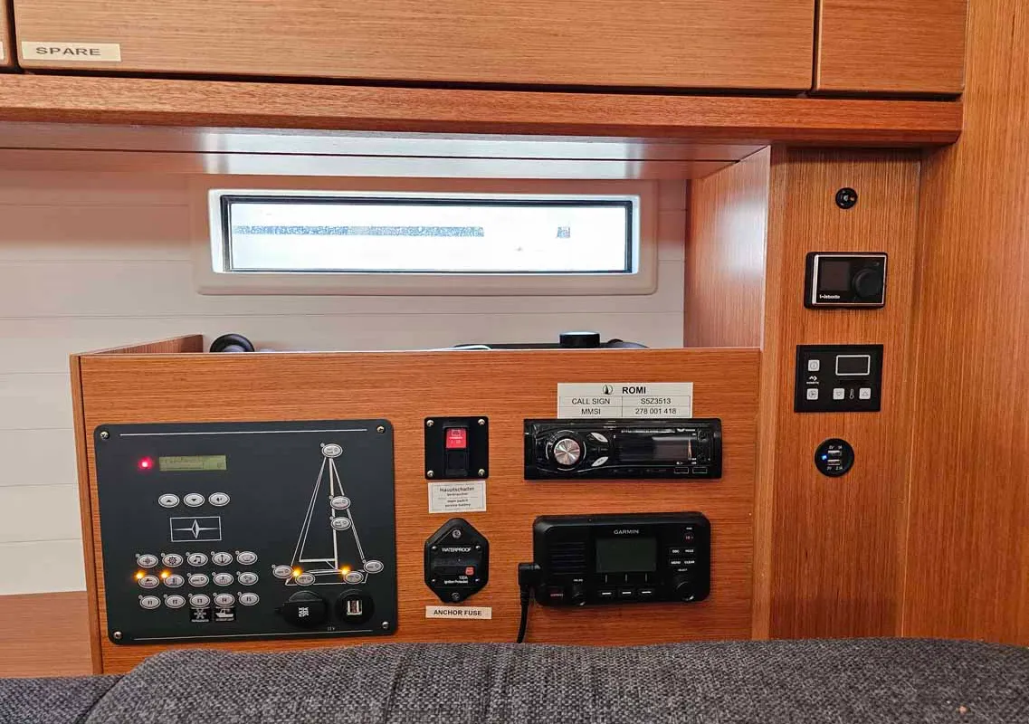Cabin on Romi, a Bavaria Cruiser 46 sailboat at Punat, Croatia