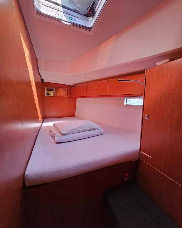 Cabin on Romi, a Bavaria Cruiser 46 sailboat at Punat, Croatia