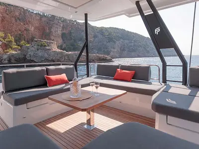 LA PERLE, a Fountaine Pajot Samana 59 catamaran at Parham Town, British Virgin Islands