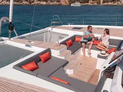 LA PERLE, a Fountaine Pajot Samana 59 catamaran at Parham Town, British Virgin Islands