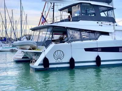 LA PERLE, a Fountaine Pajot Samana 59 catamaran at Road Town, British Virgin Islands