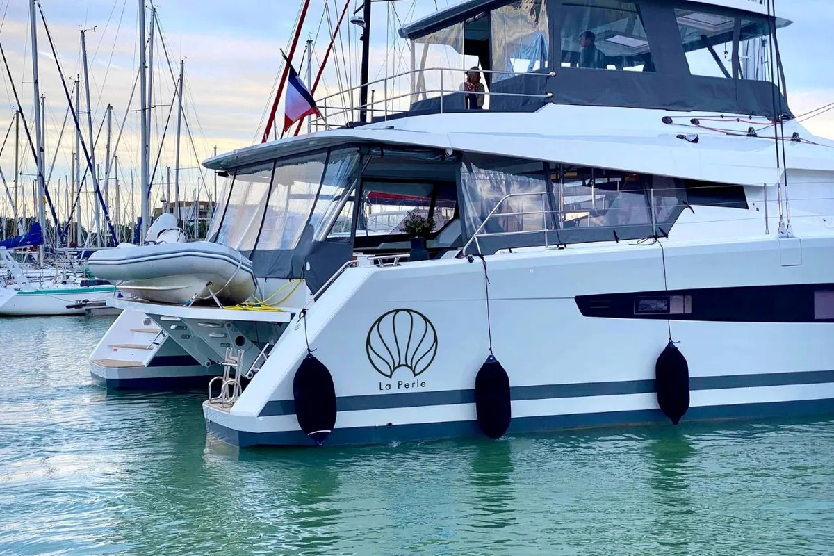 LA PERLE, a Fountaine Pajot Samana 59 catamaran at Road Town, British Virgin Islands