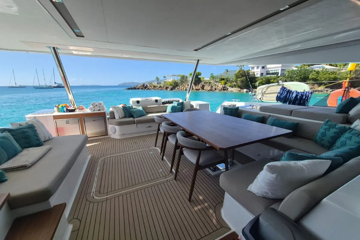 LA PERLE, a Fountaine Pajot Samana 59 catamaran at Road Town, British Virgin Islands