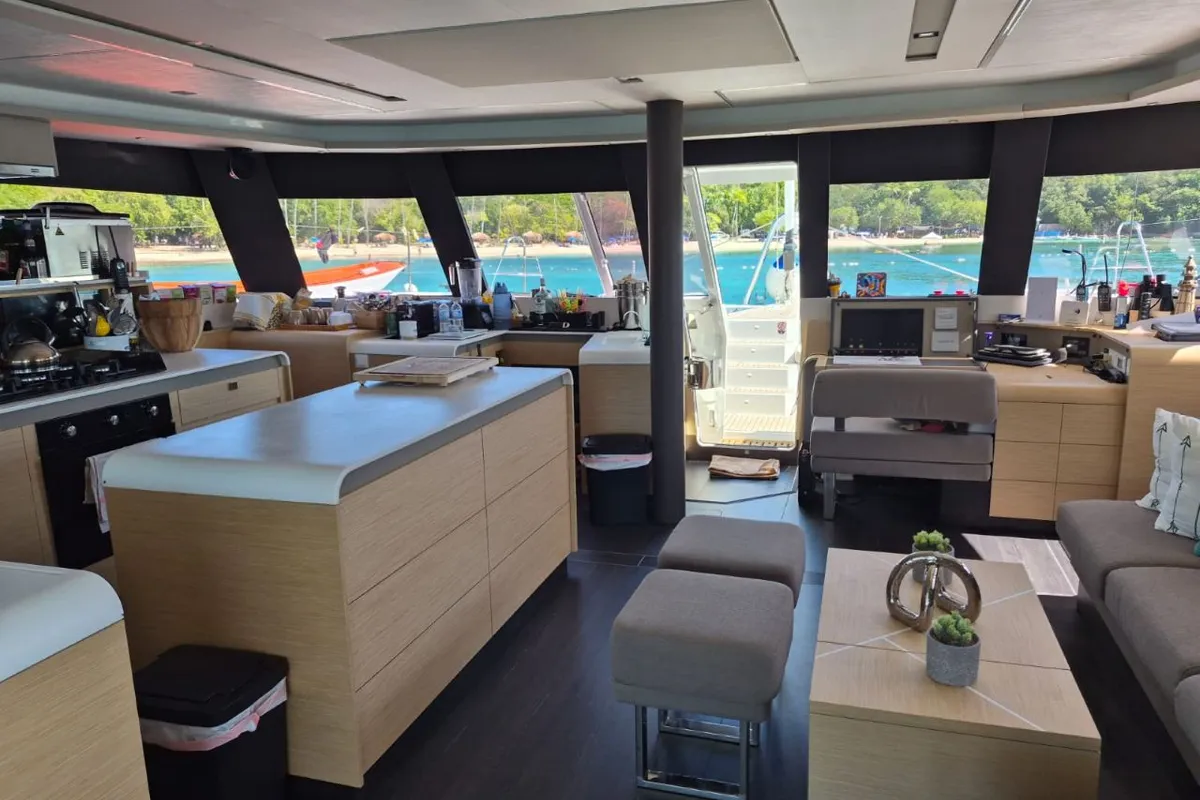 LA PERLE, a Fountaine Pajot Samana 59 catamaran at Parham Town, British Virgin Islands