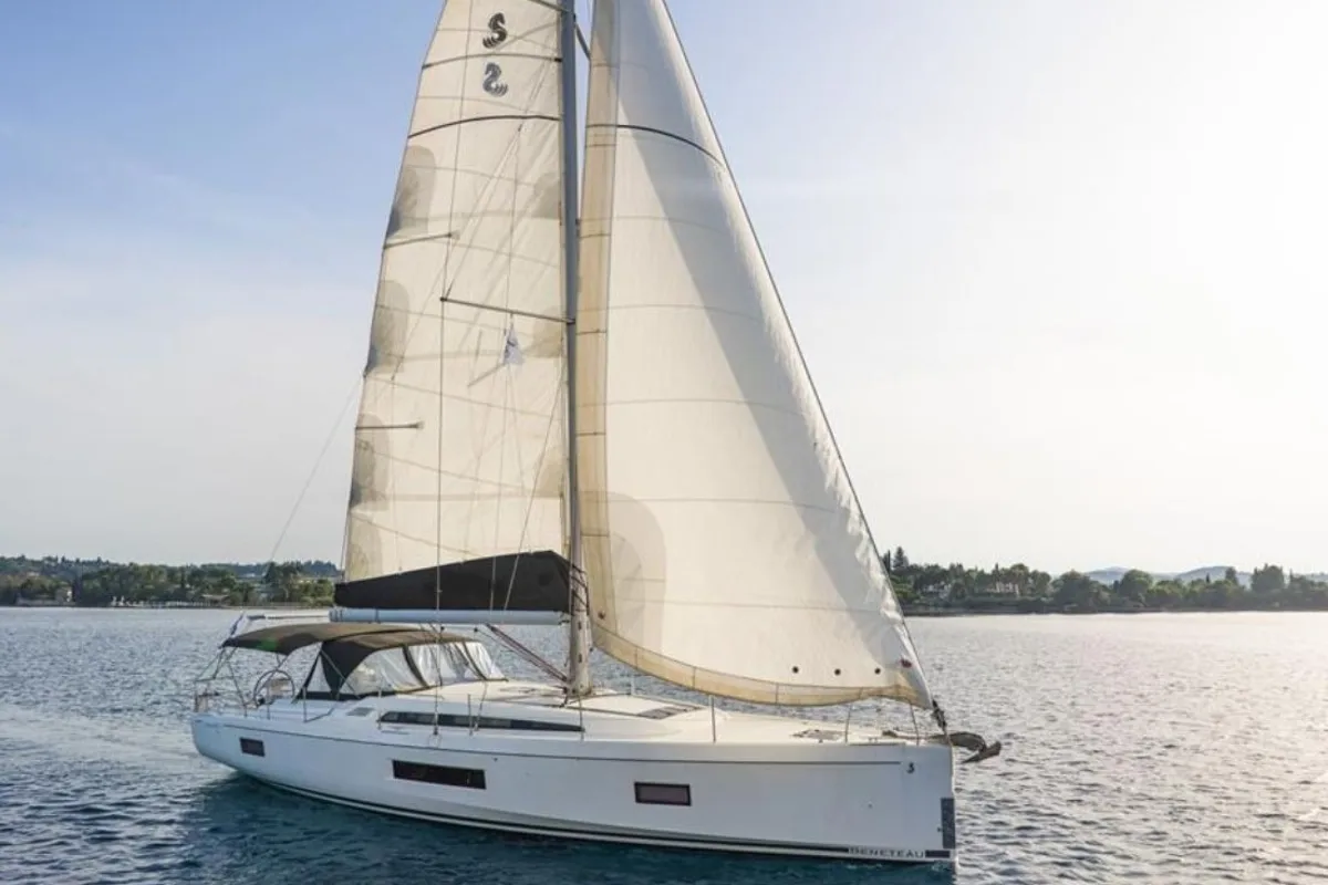 Exterior view of Kas, a Beneteau Oceanis 51.1 sailboat at Athens, Greece