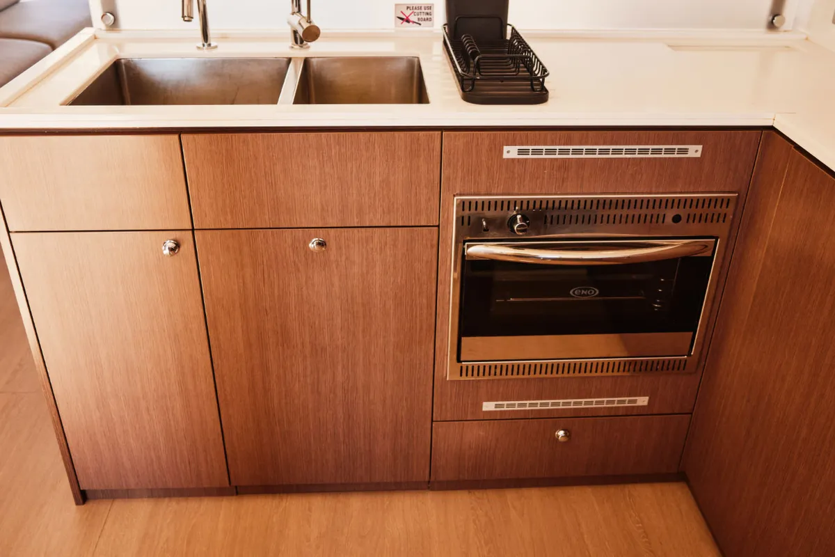 Galley of Senior, a Bali 4.6 catamaran at Marmaris, Turkey