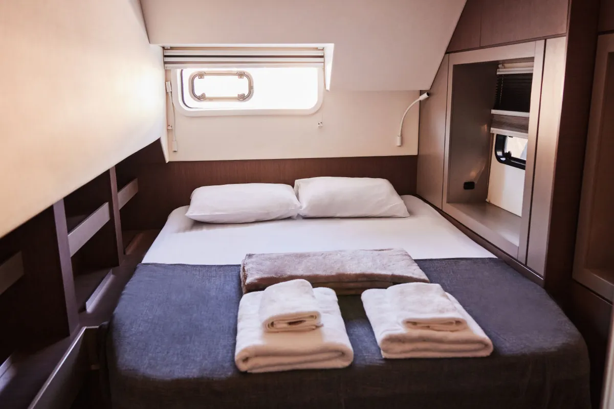 Cabin on Senior, a Bali 4.6 catamaran at Marmaris, Turkey