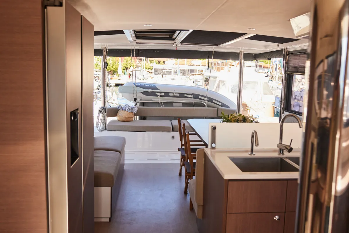 Galley of Senior, a Bali 4.6 catamaran at Marmaris, Turkey