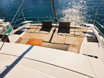 Deck of Senior, a Bali 4.6 catamaran at Marmaris, Turkey