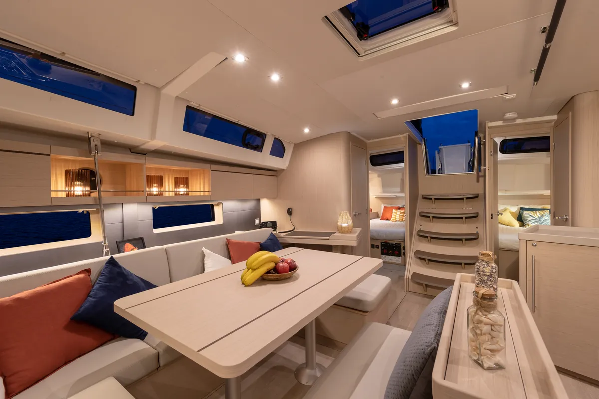 Salon of Moorings 46.3 Club, a Beneteau Oceanis 46.1 sailboat at Road Town, British Virgin Islands