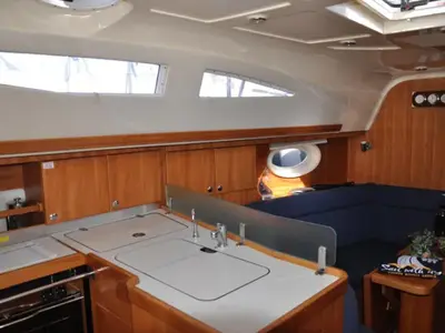 Galley of Patriot, a Elan 344 Impression sailboat at Mali Lošinj, Croatia