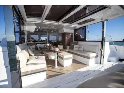 Deck of Navegame, a Bali Catspace catamaran at San Miguel de Abona, Spain