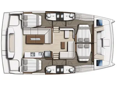 Floor plan of Navegame, a Bali Catspace catamaran at San Miguel de Abona, Spain