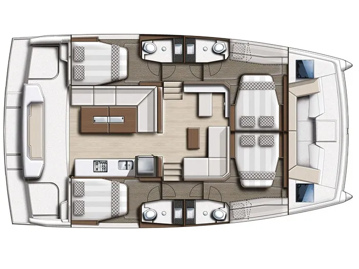Floor plan of Navegame, a Bali Catspace catamaran at San Miguel de Abona, Spain