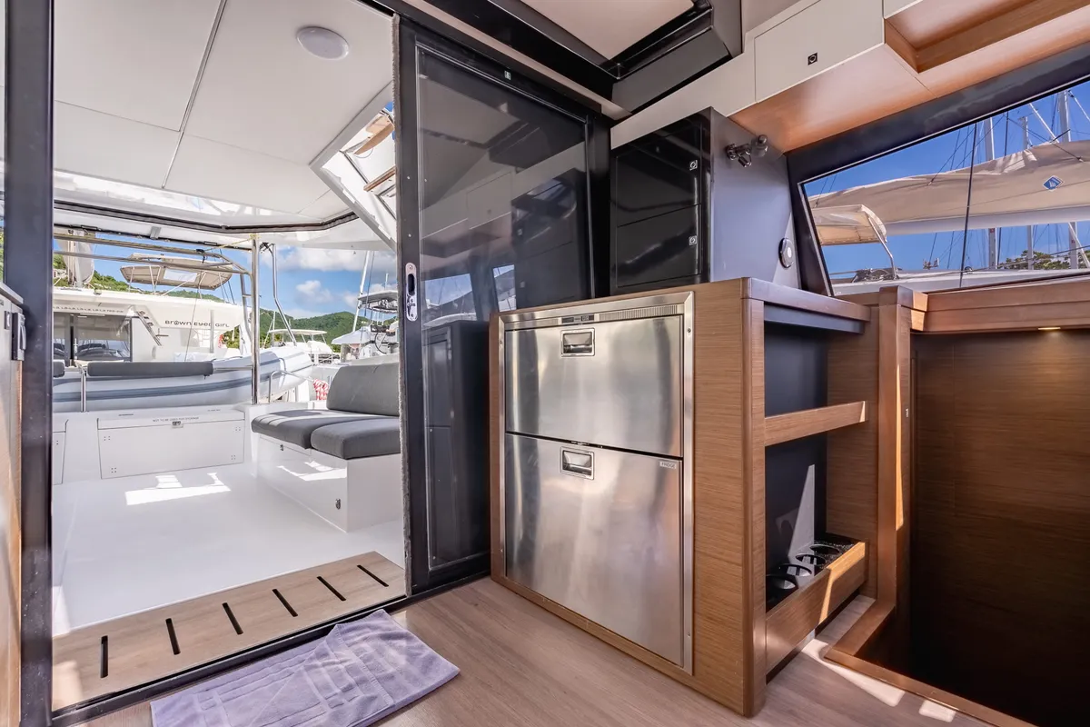 Galley of Seas’d Up, a Nautitech 46 Fly catamaran at Road Town, British Virgin Islands