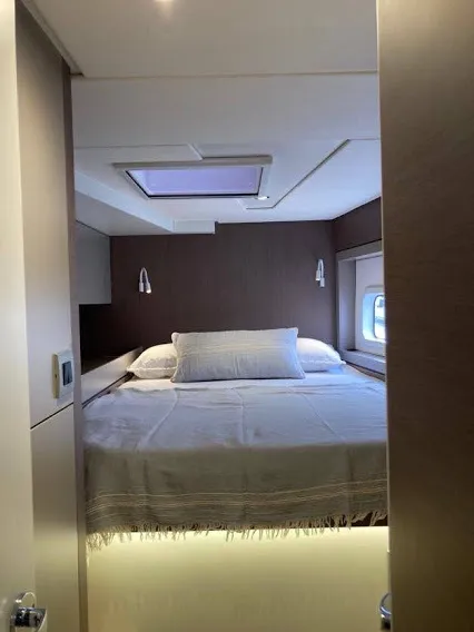 Cabin on La Brise, a Bali 4.6 catamaran at Fethiye, Turkey