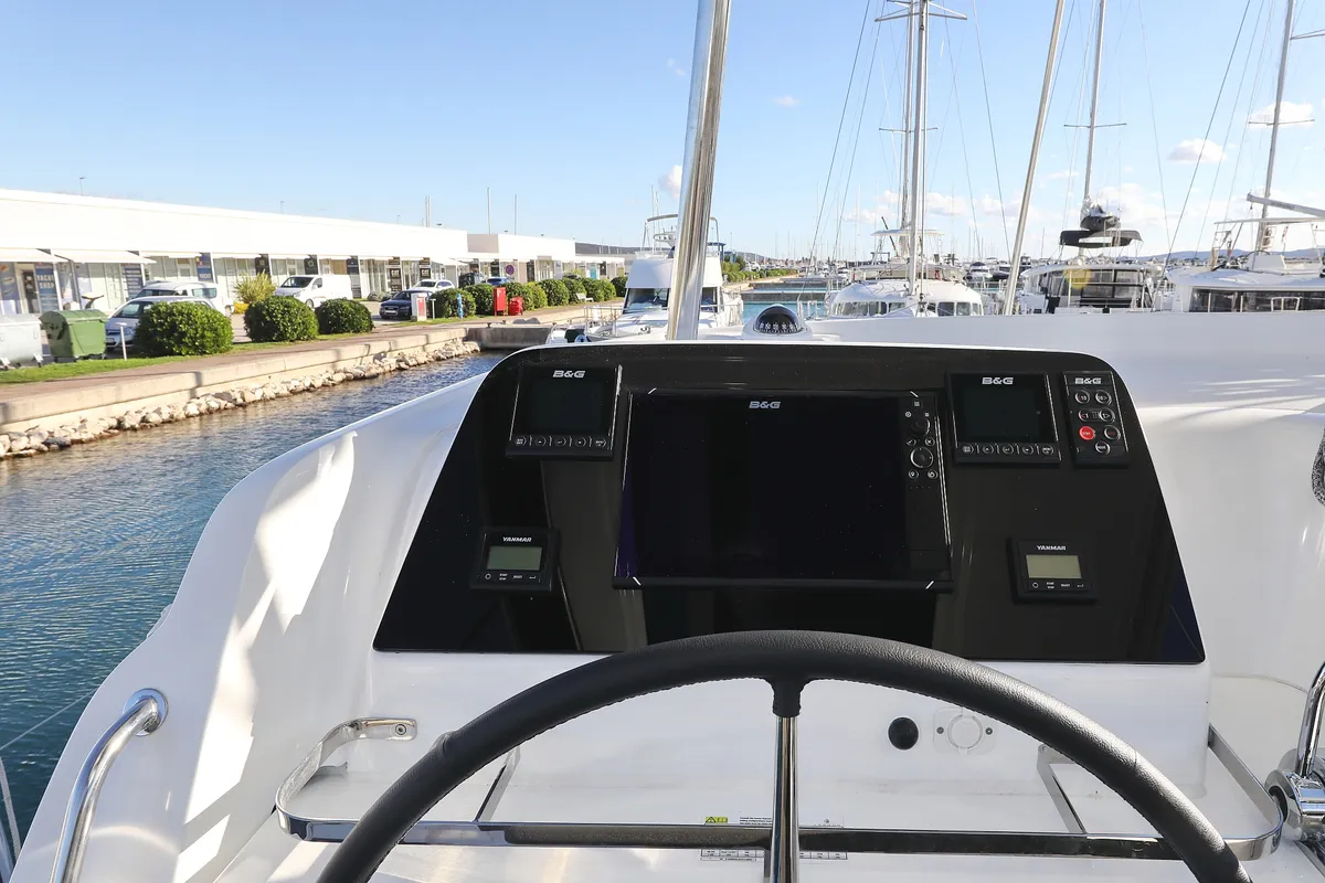 Cockpit of REA, a Lagoon 42 catamaran at Općina Sukošan, Croatia