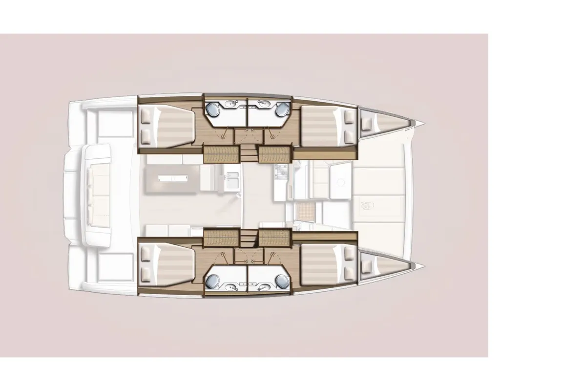 Floor plan of Solanna, a Bali 4.2 catamaran at Municipal Unit of Ellomenos, Greece