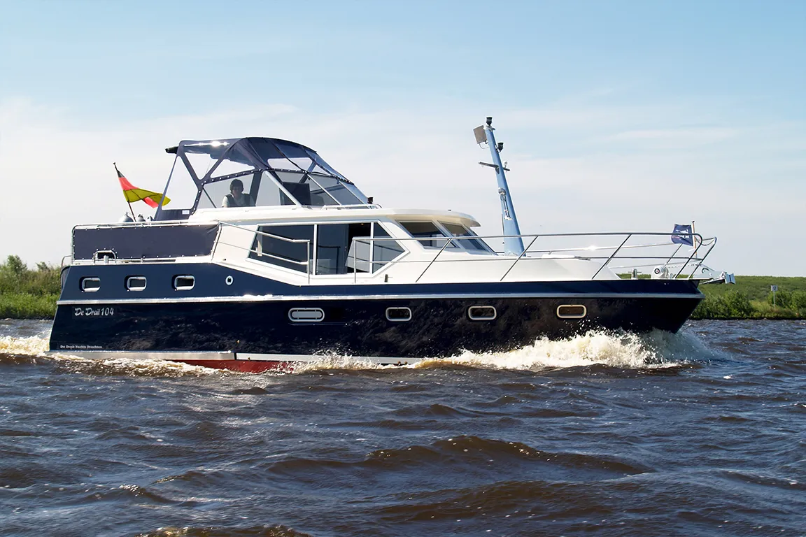 Exterior view of Drait 130, a De Drait Renal 36 motorboat at Drachten, Netherlands
