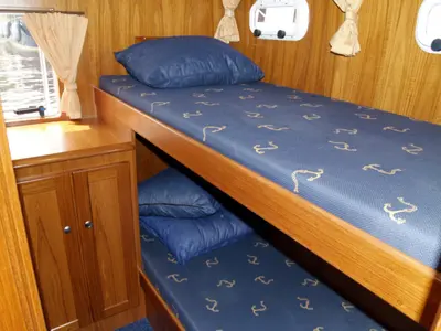 Cabin on Drait 130, a De Drait Renal 36 motorboat at Drachten, Netherlands