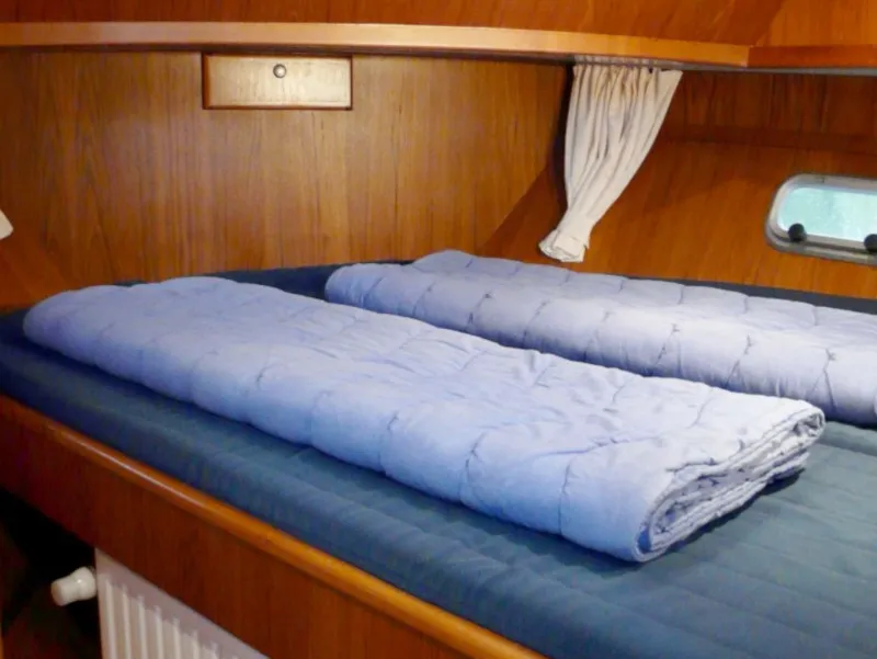 Cabin on Drait 130, a De Drait Renal 36 motorboat at Drachten, Netherlands