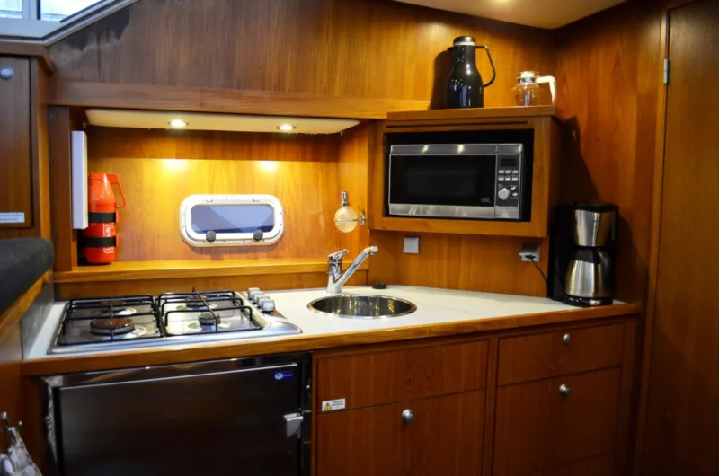 Galley of Drait 130, a De Drait Renal 36 motorboat at Drachten, Netherlands