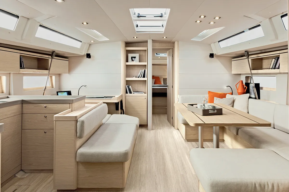 Salon of Sea Eagle II, a Beneteau Oceanis 51.1 sailboat at Olbia, Italy