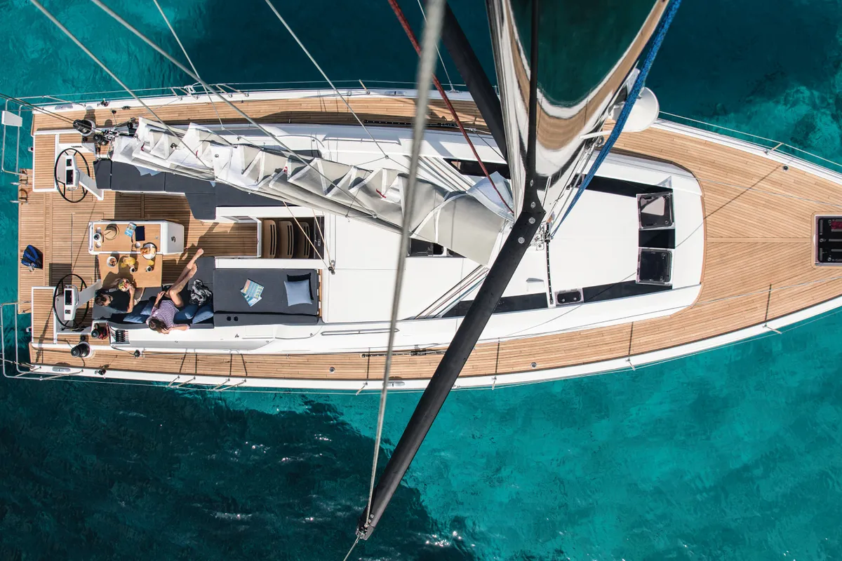 Deck of Sea Eagle II, a Beneteau Oceanis 51.1 sailboat at Olbia, Italy