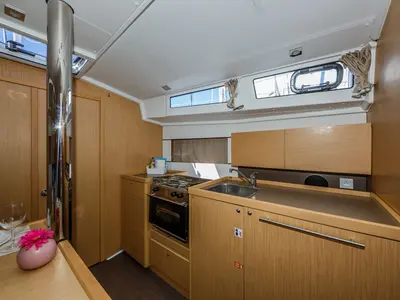 Galley of Obsession, a Beneteau Oceanis 38.1 sailboat at Dubrovnik, Croatia