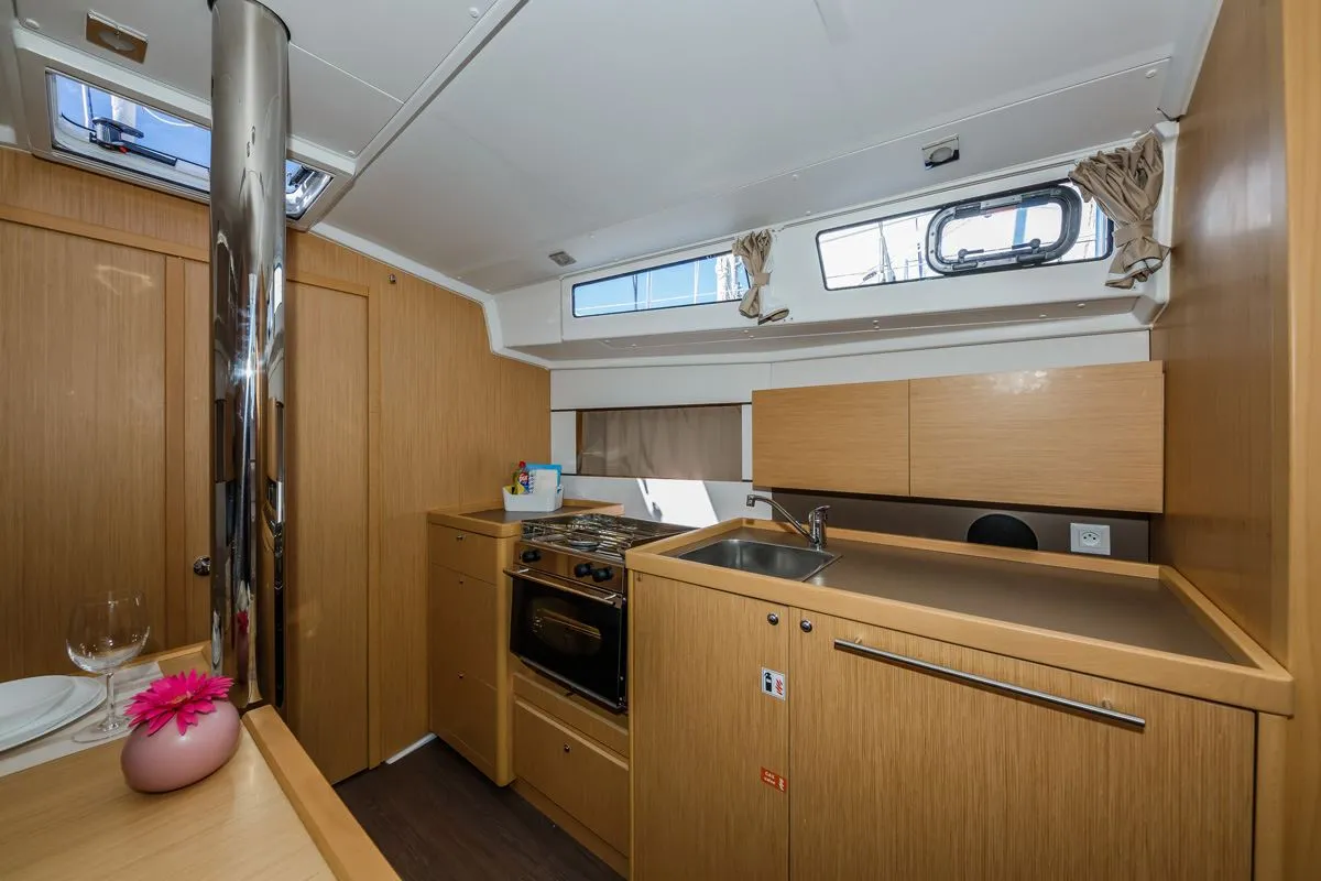 Galley of Obsession, a Beneteau Oceanis 38.1 sailboat at Dubrovnik, Croatia