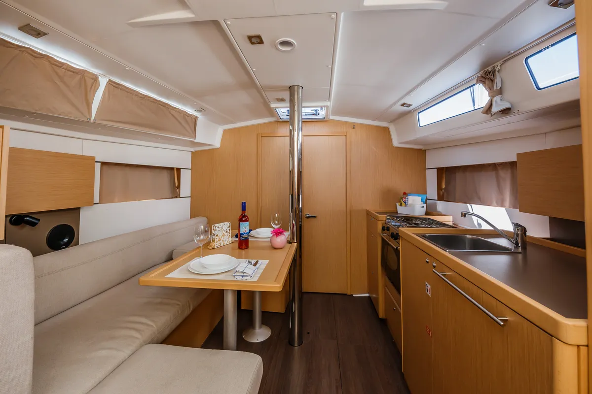 Galley of Obsession, a Beneteau Oceanis 38.1 sailboat at Dubrovnik, Croatia
