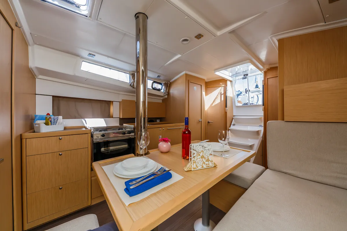 Salon of Obsession, a Beneteau Oceanis 38.1 sailboat at Dubrovnik, Croatia
