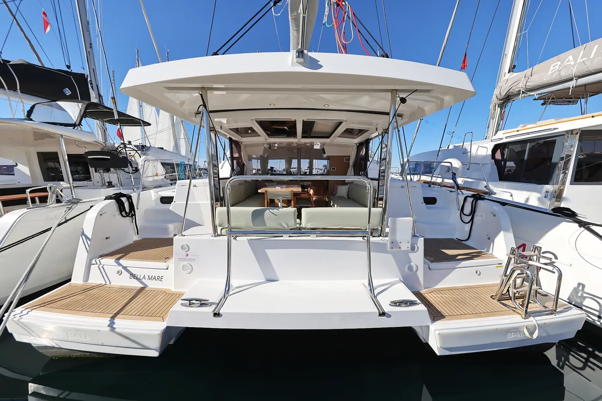 Salon of Bella Mare, a Bali Catspace catamaran at Seget Donji, Croatia