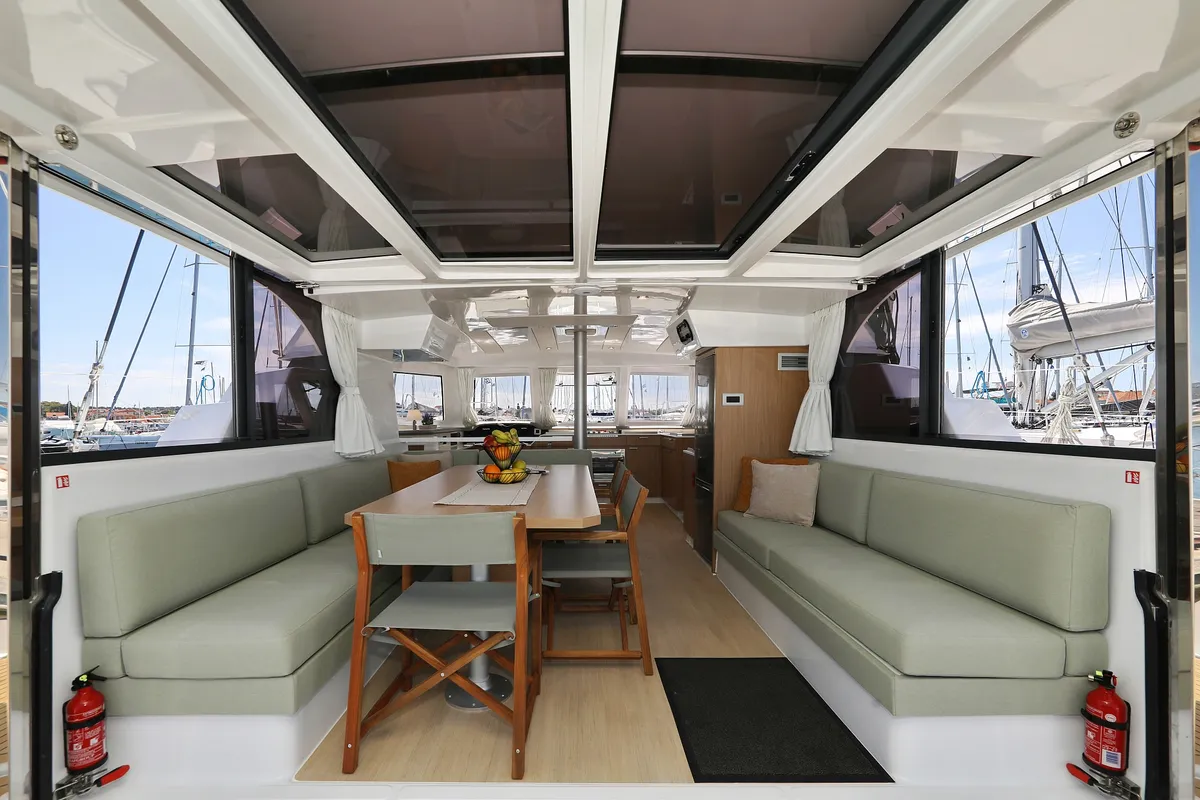 Galley of Bella Mare, a Bali Catspace catamaran at Seget Donji, Croatia
