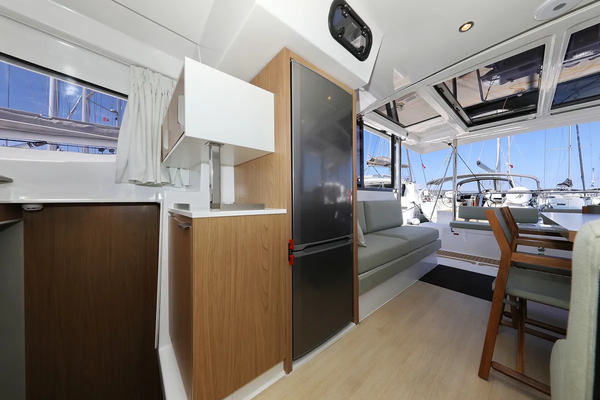 Head on Bella Mare, a Bali Catspace catamaran at Seget Donji, Croatia