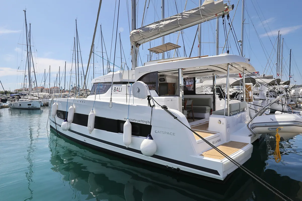 Exterior view of Bella Mare, a Bali Catspace catamaran at Seget Donji, Croatia