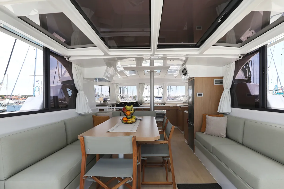 Galley of Bella Mare, a Bali Catspace catamaran at Seget Donji, Croatia