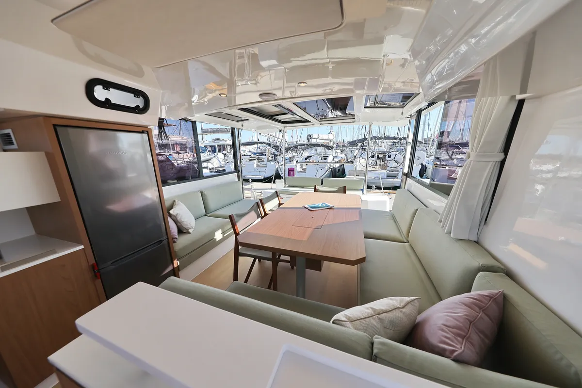 Galley of Bella Mare, a Bali Catspace catamaran at Seget Donji, Croatia