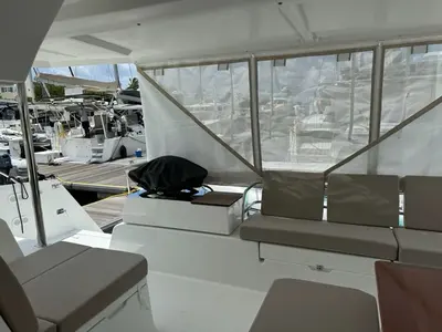 Deck of Unsupervised, a Fountaine Pajot Astrea 42 catamaran at Road Town, British Virgin Islands