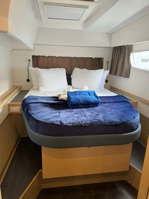 Cabin on Unsupervised, a Fountaine Pajot Astrea 42 catamaran at Road Town, British Virgin Islands