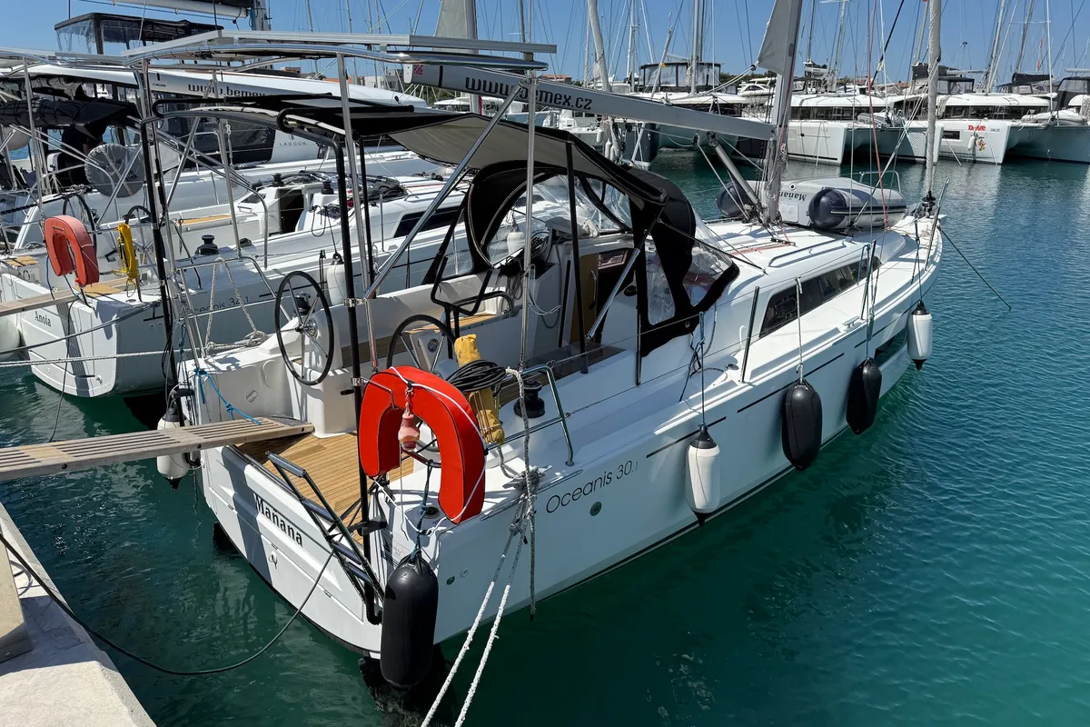 Exterior view of Mañana, a Beneteau Oceanis 30.1 sailboat at Općina Sukošan, Croatia