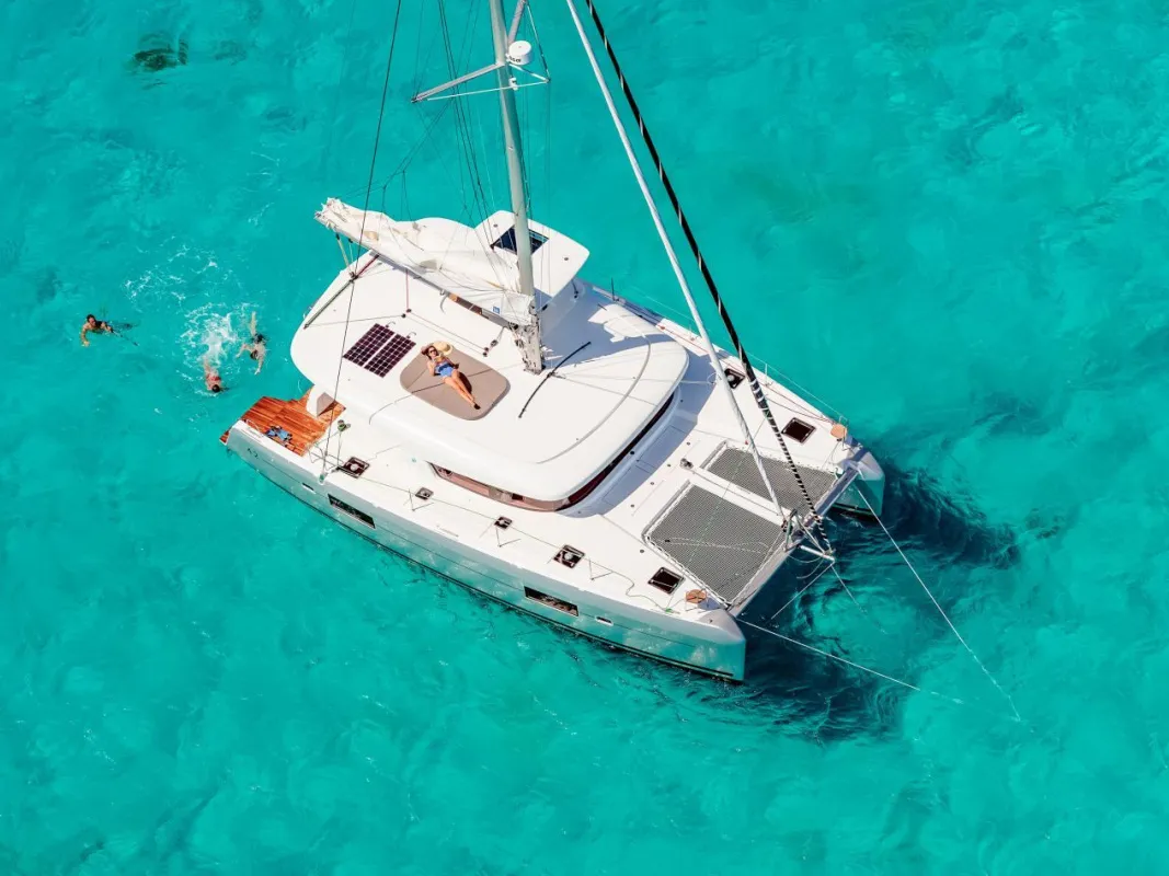 Take it Easy, a Lagoon 42 catamaran at Bonifacio / Bunifaziu, France