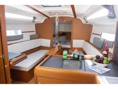 Salon of Dimitra, a Jeanneau Sun Odyssey 349 sailboat at Volos, Greece