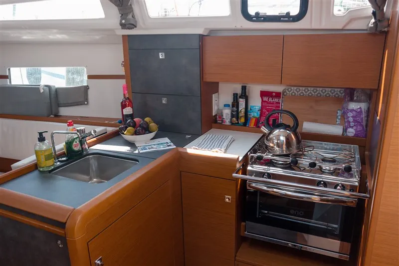 Galley of Dimitra, a Jeanneau Sun Odyssey 349 sailboat at Volos, Greece