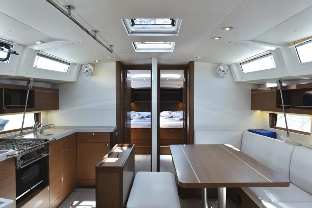 Salon of Rocket, a Beneteau Oceanis 46.1 sailboat at Grad Biograd na Moru, Croatia