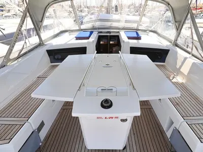 Deck of Rocket, a Beneteau Oceanis 46.1 sailboat at Grad Biograd na Moru, Croatia